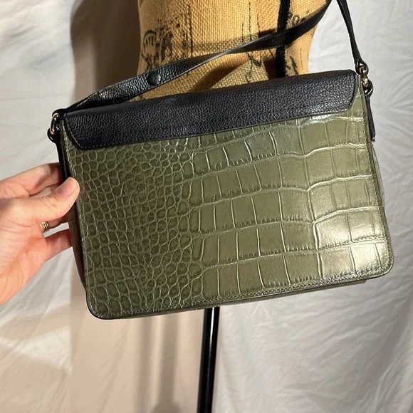 Cole Haan purse shoulder bag crossbody croc embossed leather Luxury - Picture 8 of 12